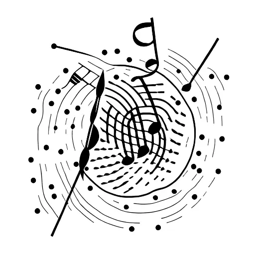 A Minimalist Tattoo Of A Phonograph Needle Playing Music Notes On A Mountain Peak