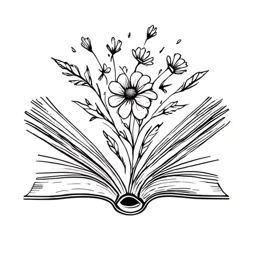 Open Book With Flowers Coming Out Of The Middle