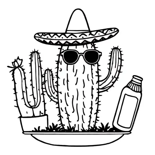 Cactus With Sunglasses And Sombrero With Beer Bottle And