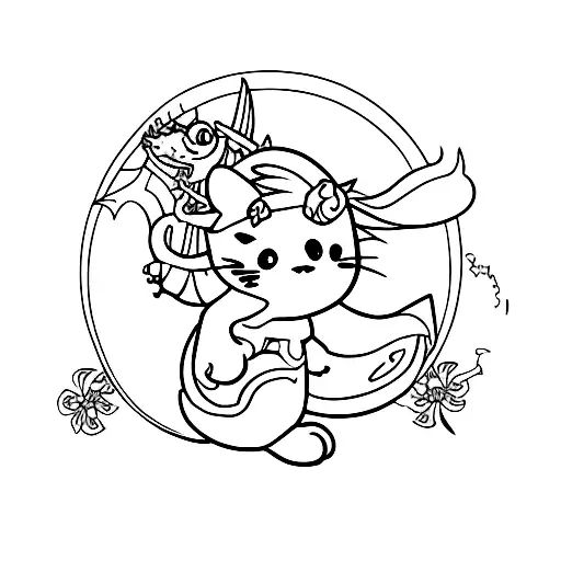 Hello Jkitty Riding A Dragon