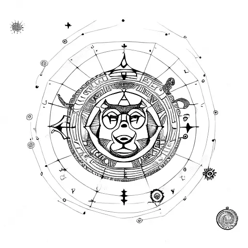 Zodiac Constellation Of Leo Surrounded By Celestial Elements