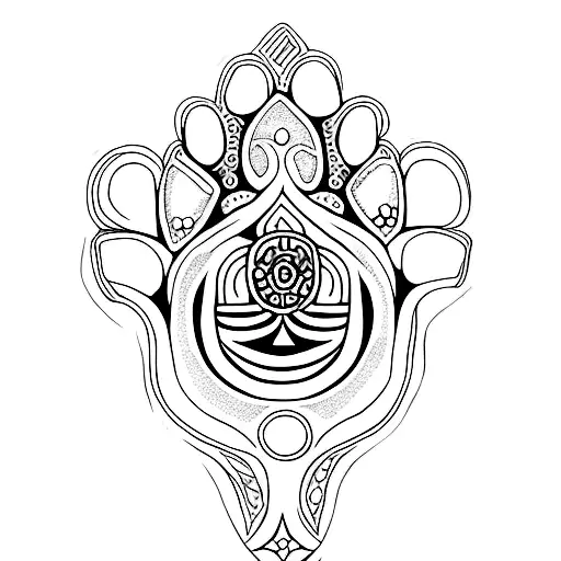 Hidden Dog Paw In Hand Hamsa