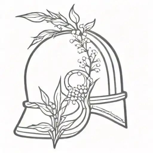 Knight Helmet With Grass And Lily Of The Valley Growing Through It