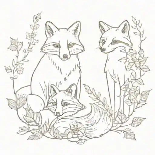 Fox And Raccoon Surrounded By Ivy