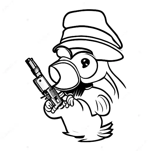 Cartoon Chicken With Gun