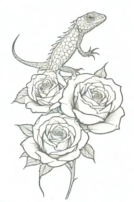 Thin Lined Lizard Roses Inside The Lizard No Color