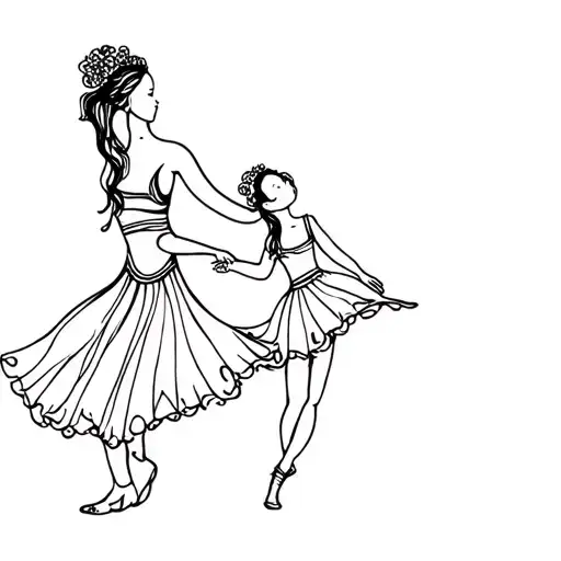 Silhouette Flamenco Dancer And Little Daughter