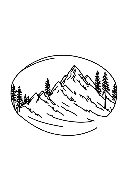 Canadian Rockies With Pine Trees In A Circle