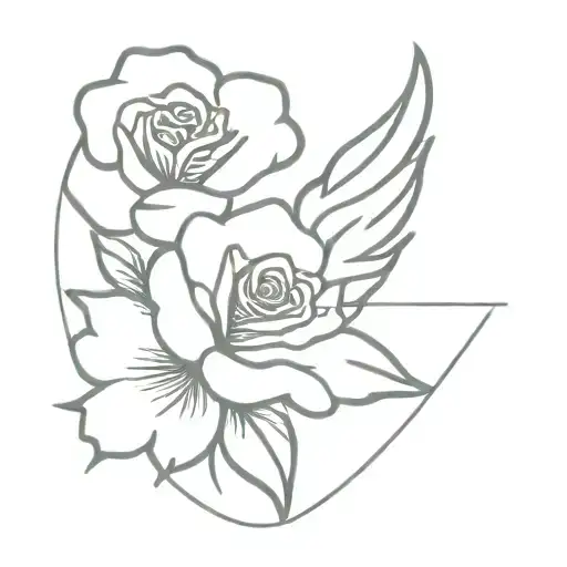 Rip Grandma With Wings And Flower Simple