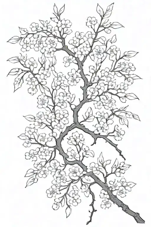 Sideways Skinny Spooky Dark Cherry Branch With Minimal Blossoms Black And Grey