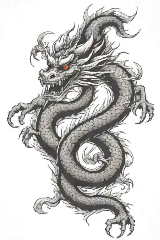 Japanese Dragon With Message Written Vertically