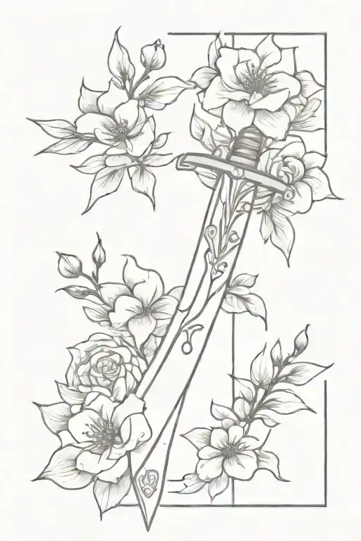 Feminine Sword With Flowers Wrapped