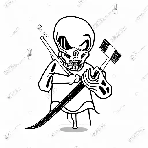 Grim Reaper Holding A Skateboard With Surgical Tools As The Wheels