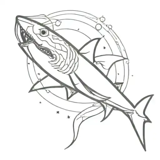 Shark In A Spaceship Flying Through A Galaxy