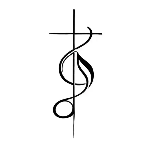 Music Note With A Cross Intertwined