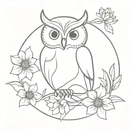 Owl With Flowers Surrounding