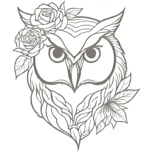 Owl Head With Florals