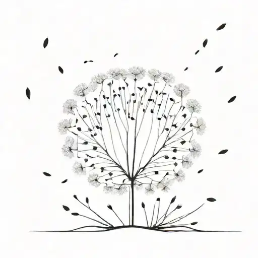 A Dandelion Seed Head With Seeds Floating Away Forming The Shape Of A Heart