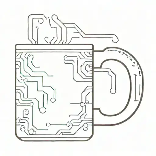 A Minimalist Geometric Design Of A Coffee Cup With Computer Circuitry Inside