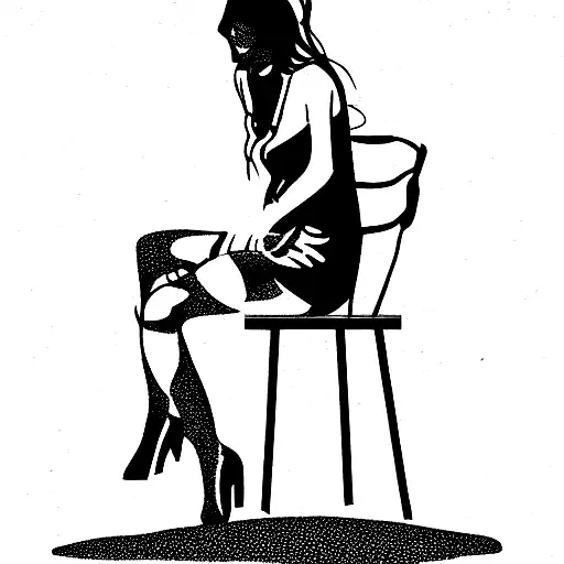 Country Woman Sitting On A Wooden Chair