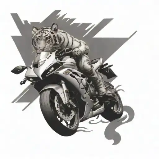 A Tiger Riding On A Yamaha R1