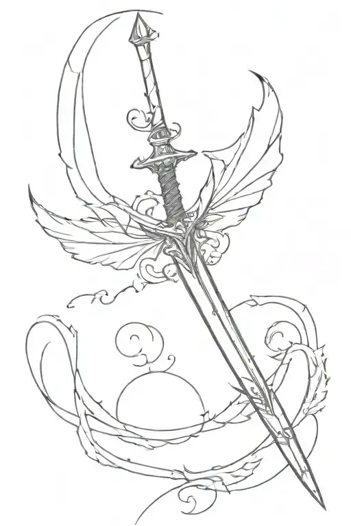 Sword With Scripture And Dragon Flying