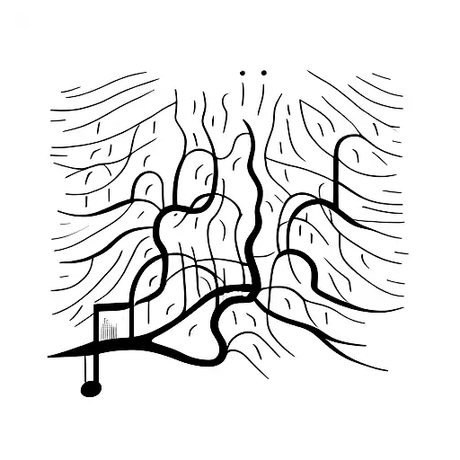 A Minimalist Forest Landscape With Musical Notes Intertwined In The Trees