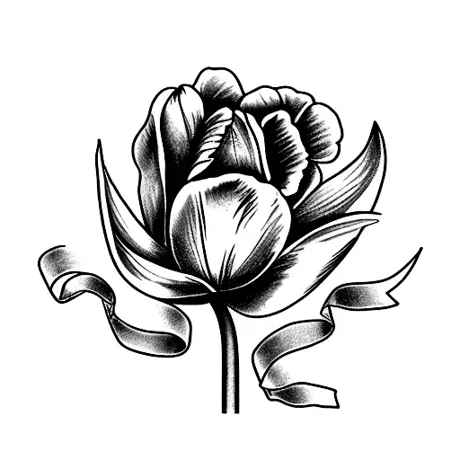 Cancer Ribbons With A Tulip