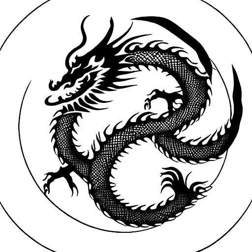 Dragon Surrounding A Circle For Phrases