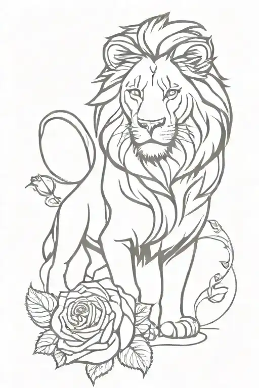 Lion With Roses