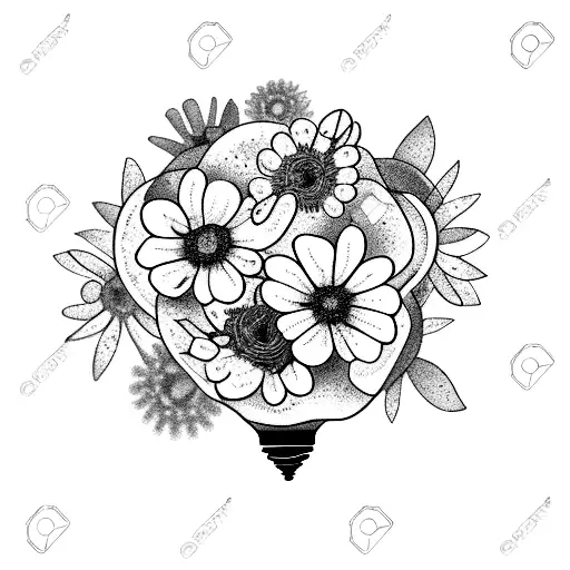 Broken Light Bulb With Flowers Sprouting