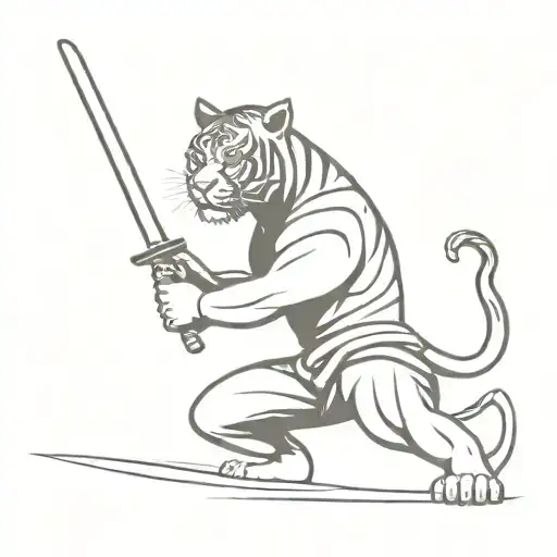 Ninja Tiger With Katanas Crossed