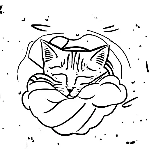 A Sleeping Cat Curled Up In A Cozy Home