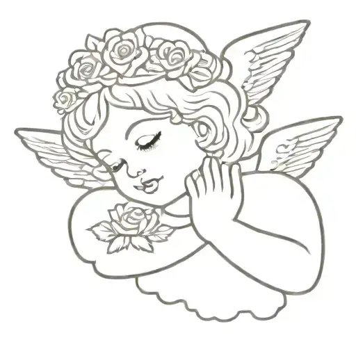 Cherub Angel Flower Crown With Heart In Hand On A Cloud
