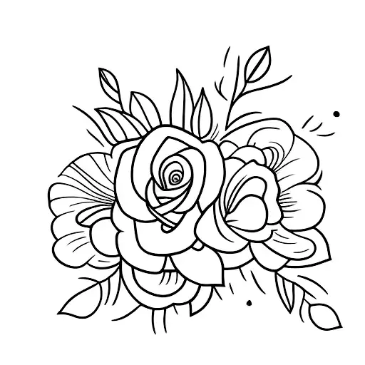 A Minimalist Tattoo Of A Love Letter Enveloped In A Bouquet Of Flowers