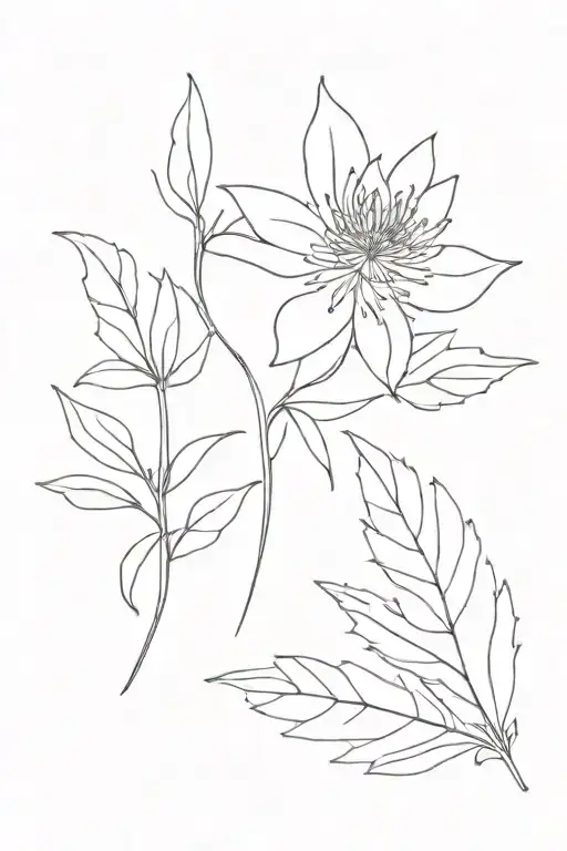 Falling Aster Flower And Leaf