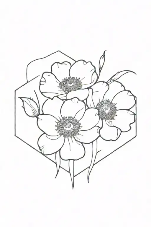 Forget Me Not And Poppy Flower Black Inside Square