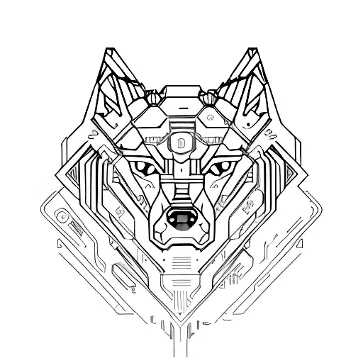 Wolf In A Futuristic Cyberpunk Cityscape