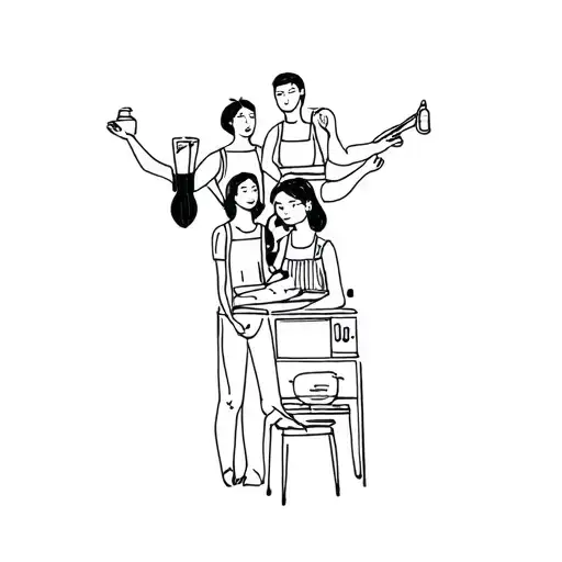 A Group Of People In A Kitchen