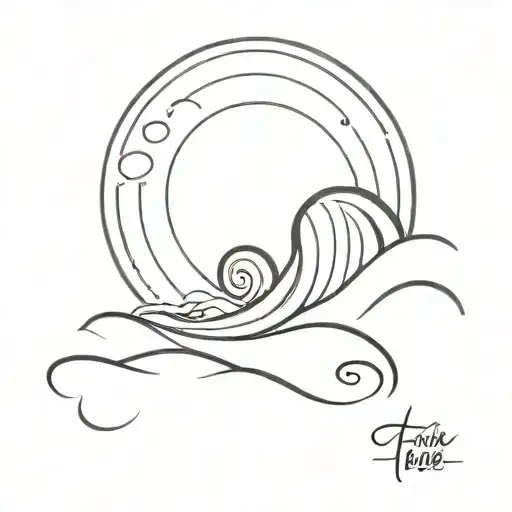 Sun With Waves Below And A Ty In The Waves