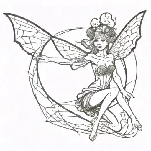 Colorful Fairy In The Black Web