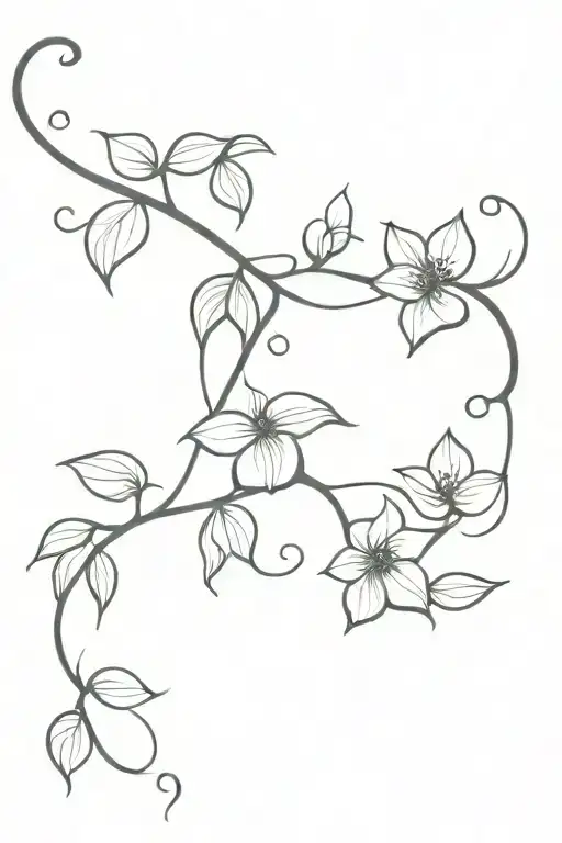 Tattoo Of Vine Flowers With Vine Leaves Falling