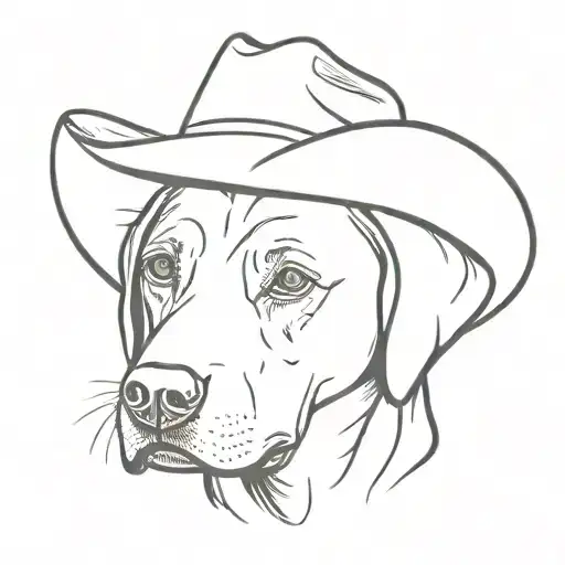 Black Labrador Wearing A Cowboy Hat