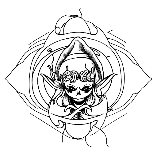 Witch Tatoo Representing Heartless And Big Ego And Powerfulness And Moon And Omnipotence And Sexy