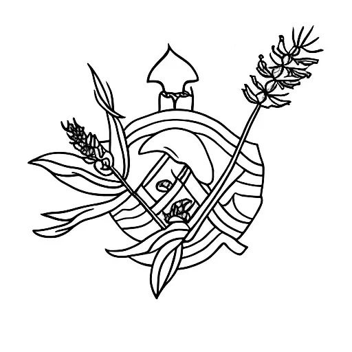 Strand Of Lavander Held By Hand In A Tarot Card