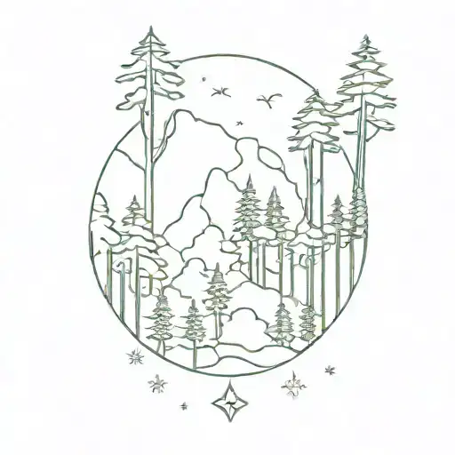 Minimalist Outline Of A Forest With Hidden Louis Vuitton Logos Among The Trees