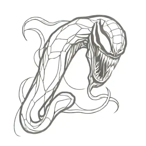 Venom Line Art Tattoo Design