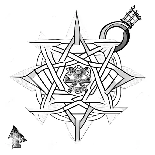 Two Swords Tip Of The Blade Touches Star Of David