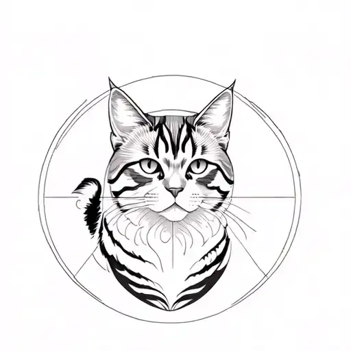 Make A Tattoo With A Siberian Cat In A Tryskell And The 5 Elements
