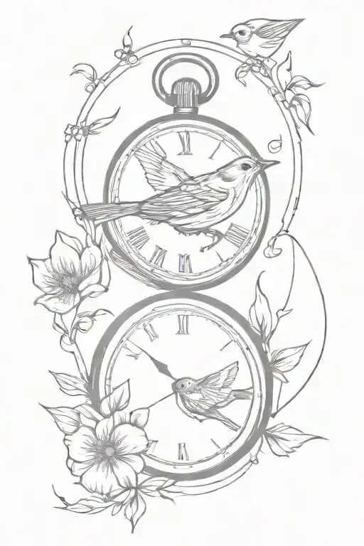 Pocket Watch And Bird